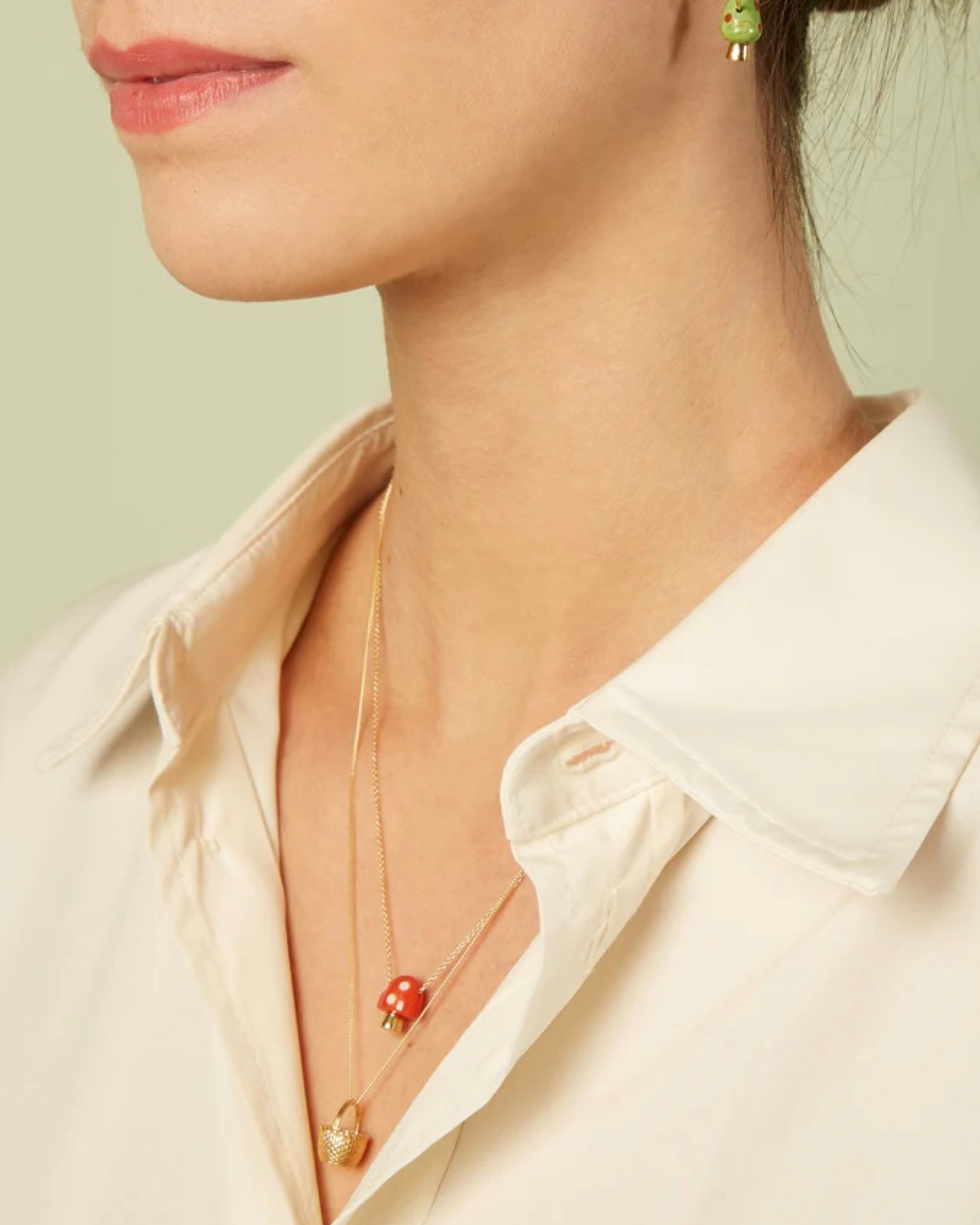 AMANITA NECKLACE RED/WHITE CORAL