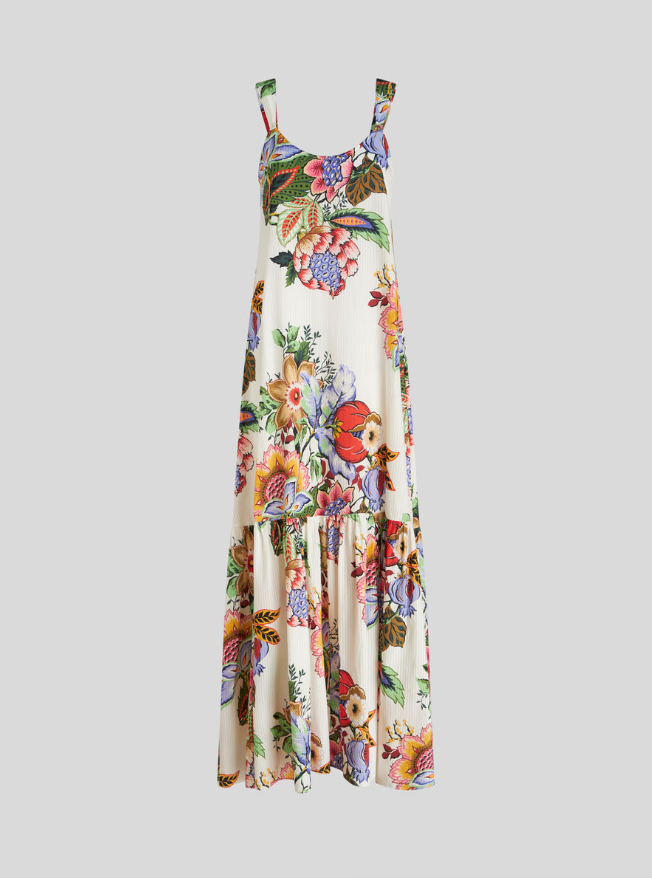 FLORAL PRINT COTTON AND SILK DRESS