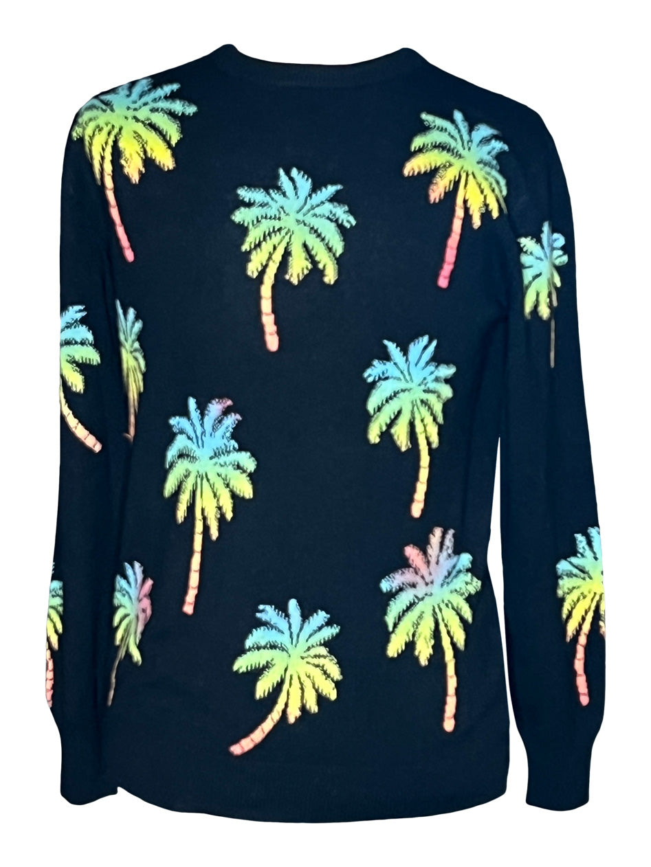 OMBRE DYE PALM TREE CREW SWEATER