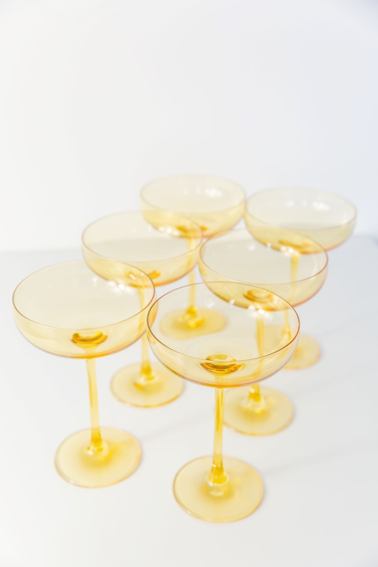 YELLOW CHAMPAGNE COUPE GLASSES, SET OF 6