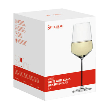 Style Stemmed Crystal White Wine Glasses Set of 4