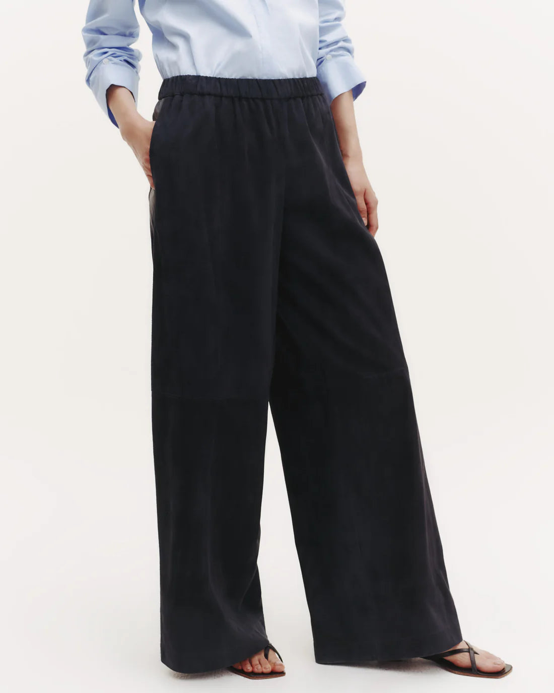 SUEDE EVA PANTS WITH TUX STRIPE MIDNIGHT