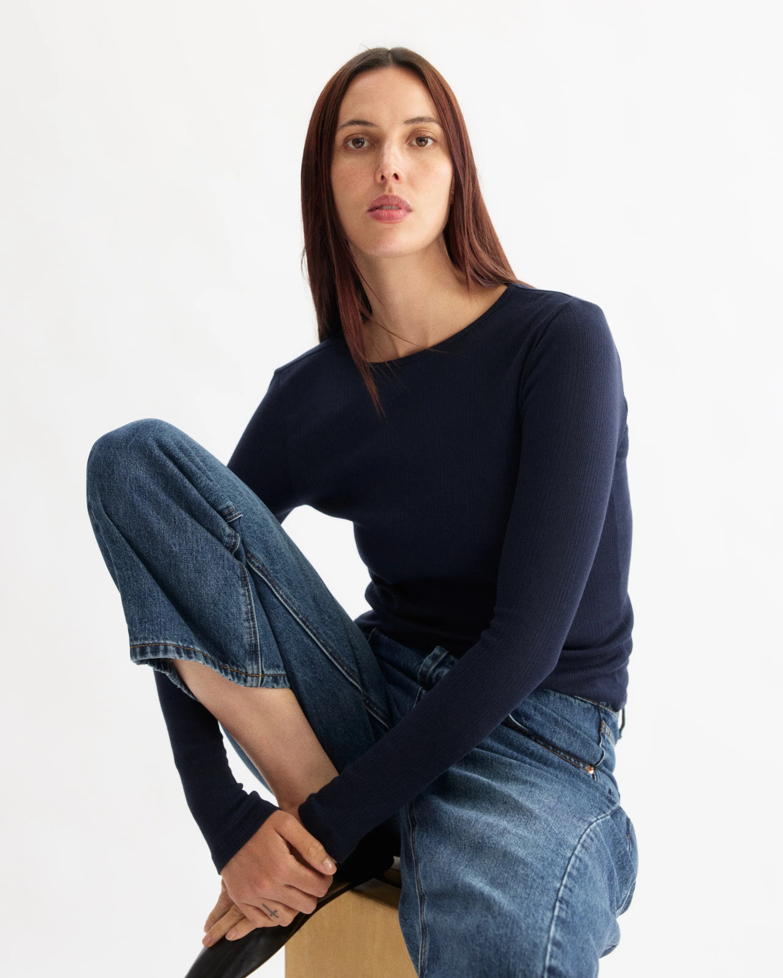 CLARK LONG SLEEVE TEE IN NAVY