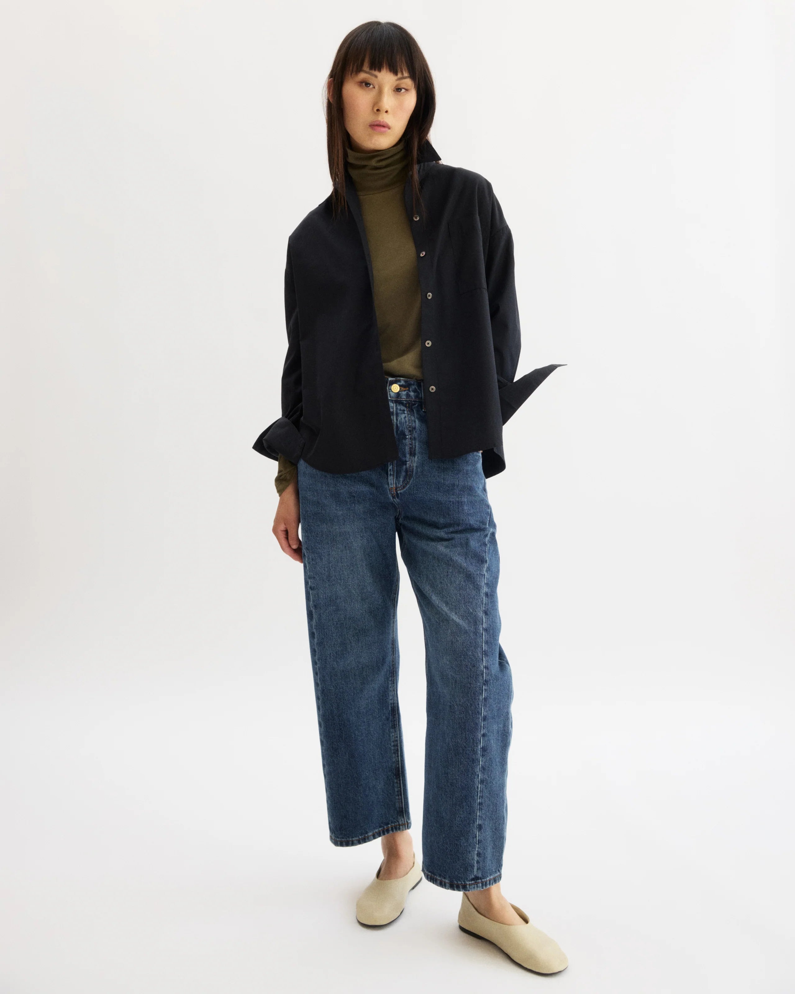 WATTS SIDE BUTTON DOWN SHIRT IN BLACK