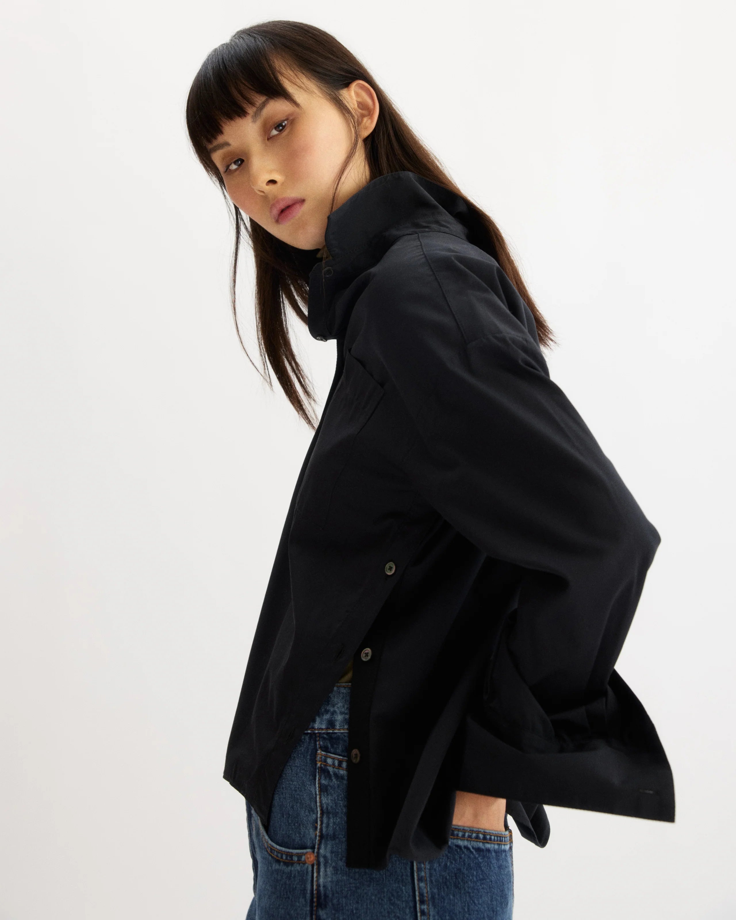 WATTS SIDE BUTTON DOWN SHIRT IN BLACK