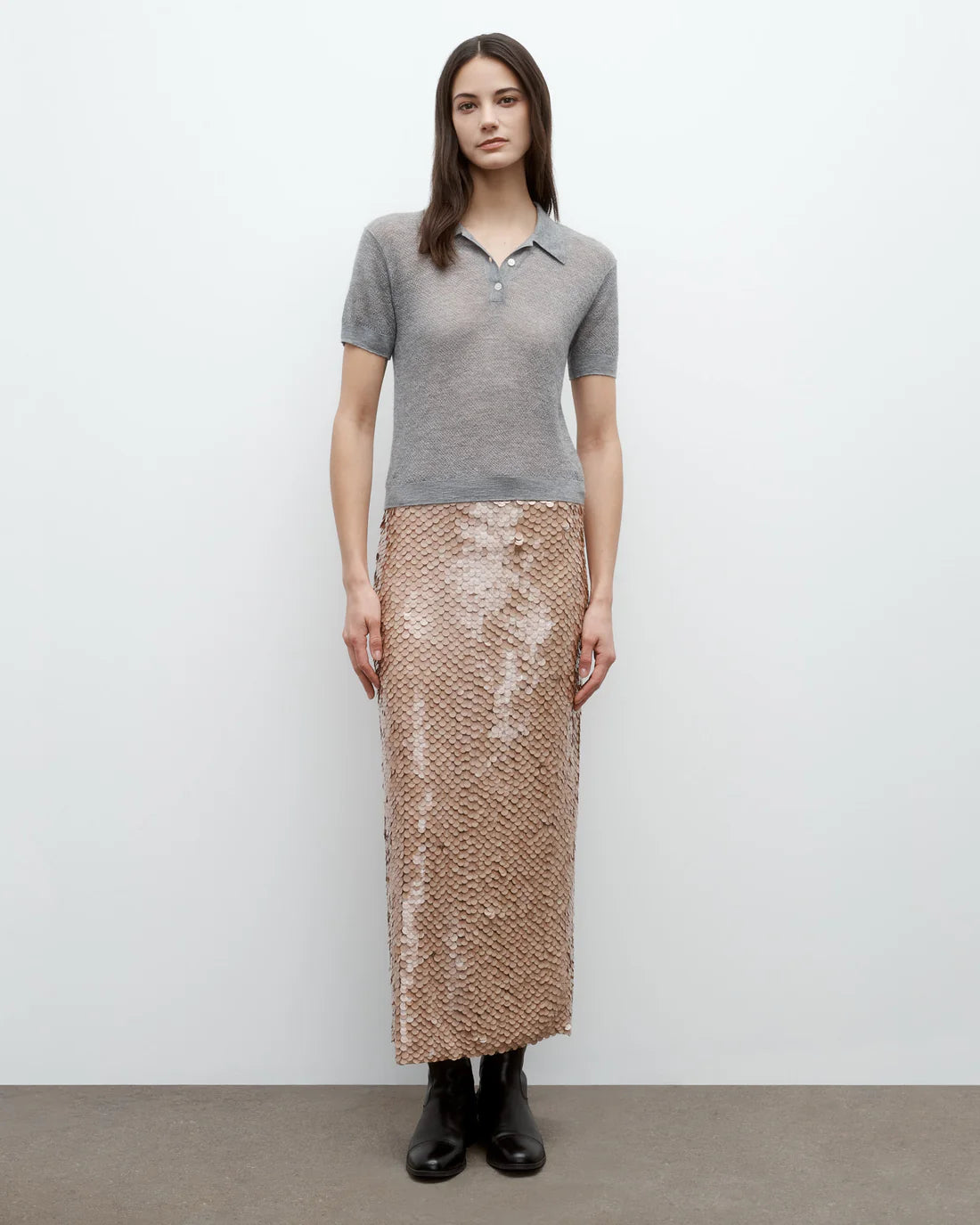 GWYNETH PAILLETTE SKIRT NUDE
