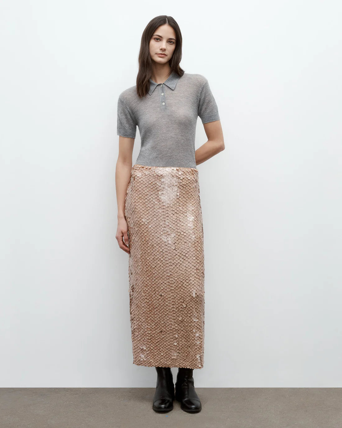 GWYNETH PAILLETTE SKIRT NUDE