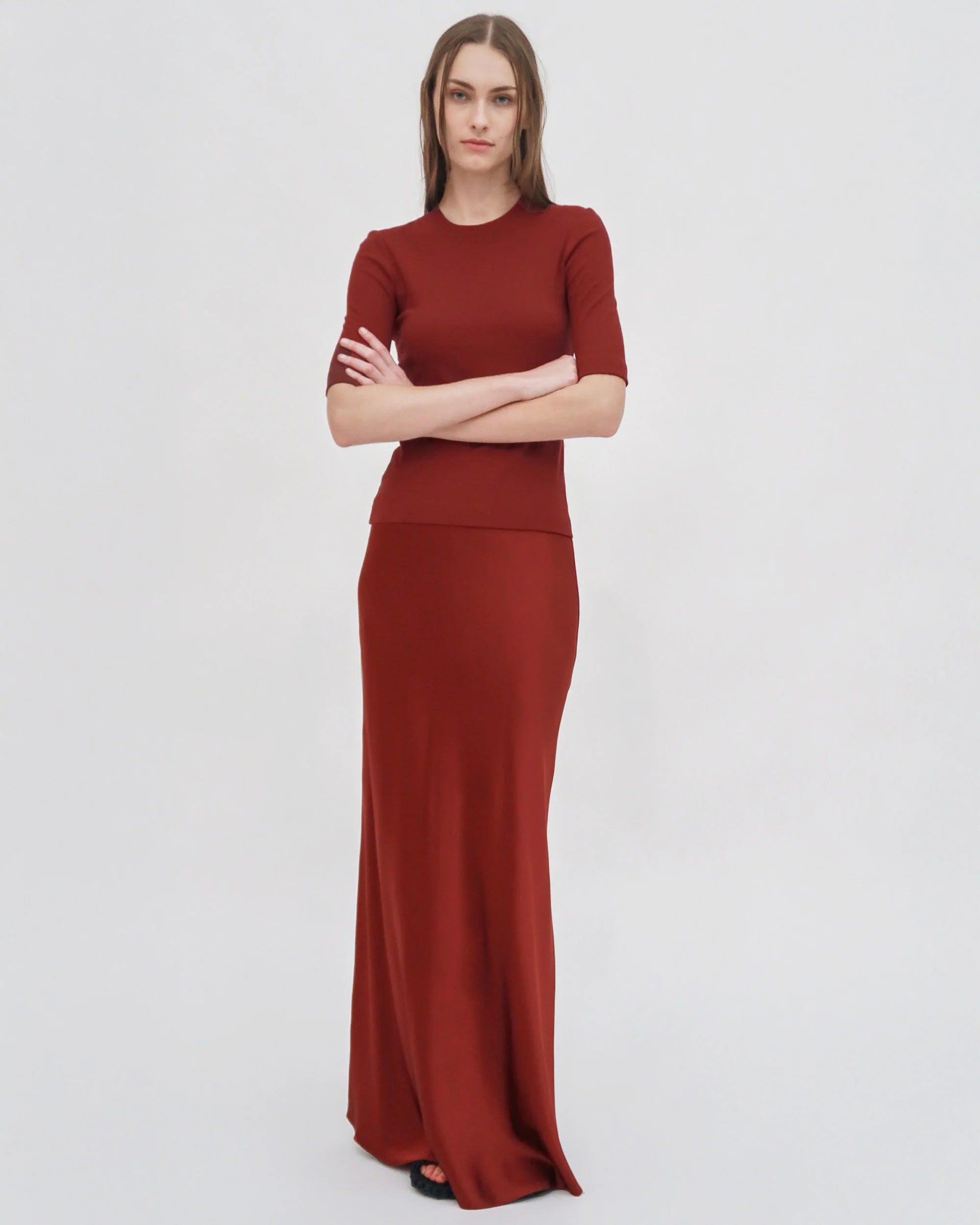 CROPPED SLEEVE T-SHIRT BERRY