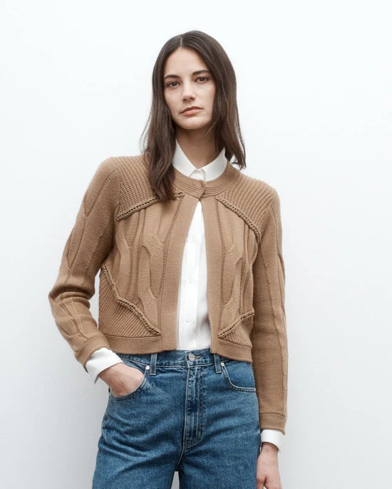 CHAIN SWEATER JACKET CAMEL
