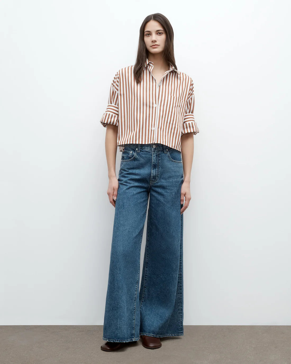 NEXT EX IVORY/COGNAC STRIPE