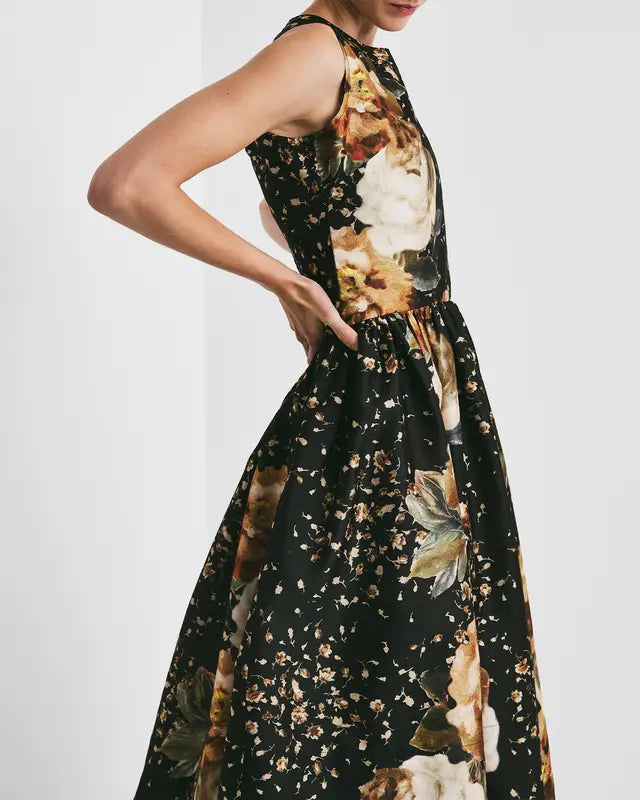 TAFFETA MIDI DRESS DARK ROSE