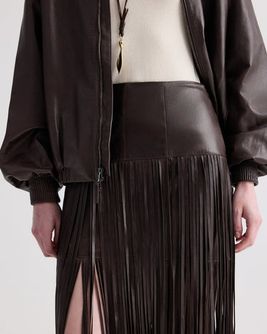 TANGLED UP + BLUE LEATHER SKIRT DARK CHOCOLATE