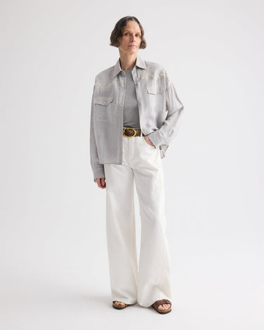 CARTER FRENCH KNOT SHIRT LIGHT HEATHER GREY