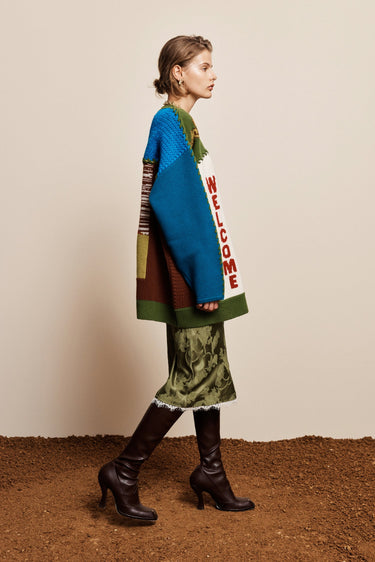 LASSO PATCHWORK KNIT CARDIGAN MULTI