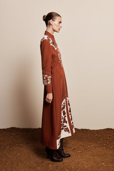 DUKE EMBROIDERED SHIRTDRESS RUST