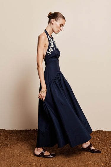 DILLON APPLIQUE HALTER GOWN INK