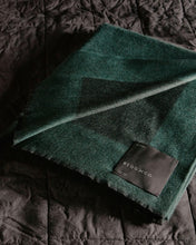 Load image into Gallery viewer, ARRAN BORDER CASHMERE BLANKET CHARCOAL SPRUCE