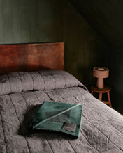 Load image into Gallery viewer, ARRAN BORDER CASHMERE BLANKET CHARCOAL SPRUCE