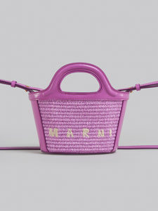 TROPICALIA MICRO BAG LILAC LEATHER AND RAFFIA