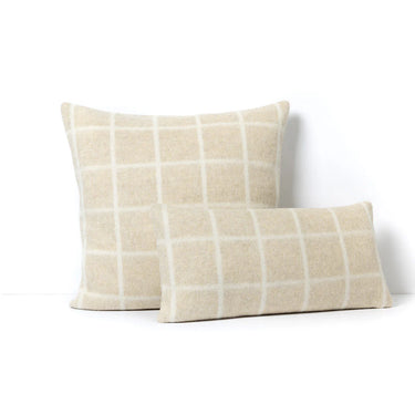 UMI HEIRLOOM 23" X 23" THROW PILLOW LIMESTONE MELANGE/IVORY GRID