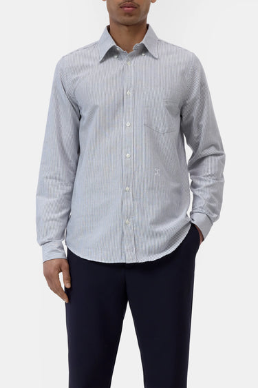 STRIPED BUTTON DOWN SHIRT DARK NIGHT