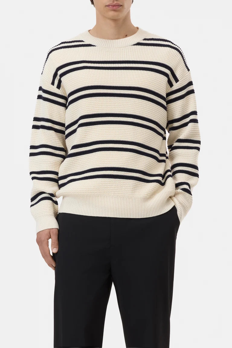 STRIPED CREWNECK JUMPER IVORY