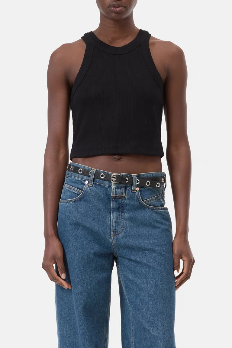 CROPPED RACER TANK BLACK
