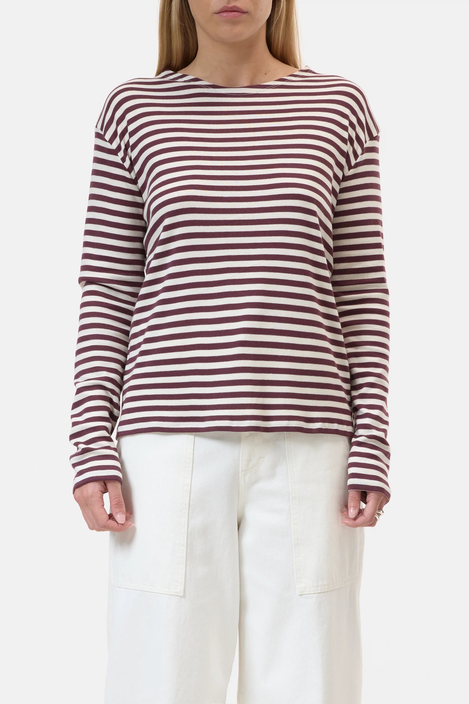 BASIC LONG SLEEVE TEE DARK RAISIN RED