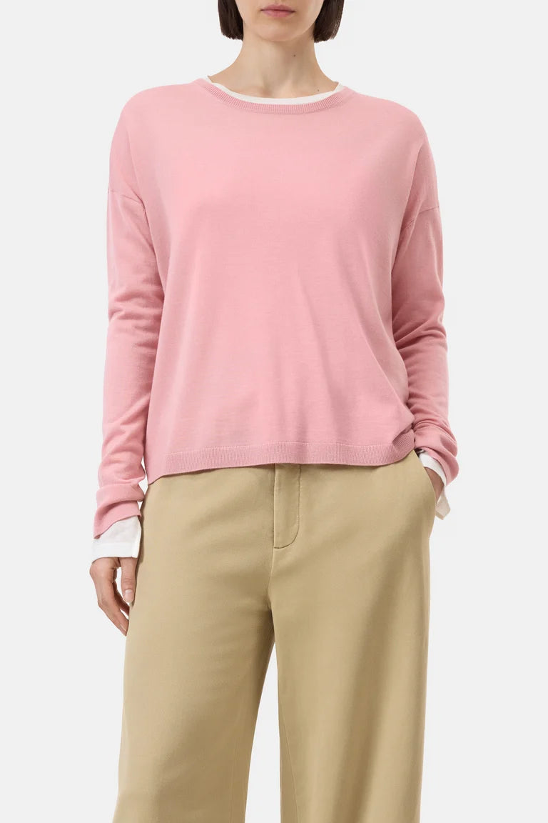 LONG SLEEVE CREWNECK SWEATER PEONY PINK