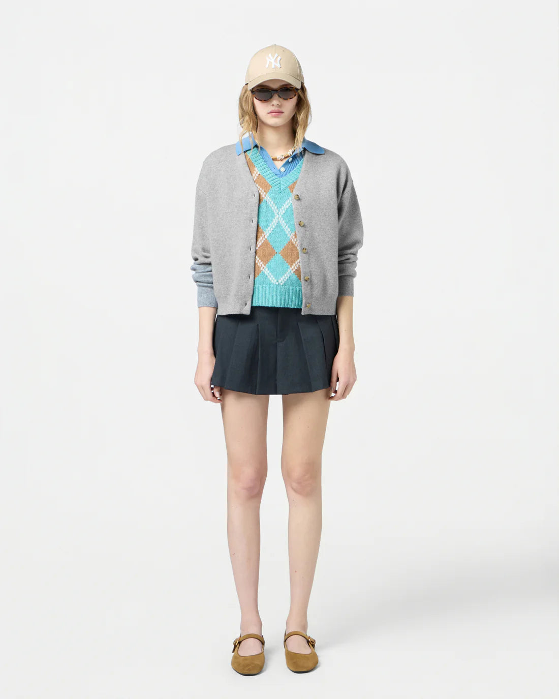 COLLEGIATE CARDIGAN HEATHER GREY