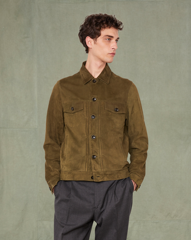 LIAM LEATHER JACKET OLIVE