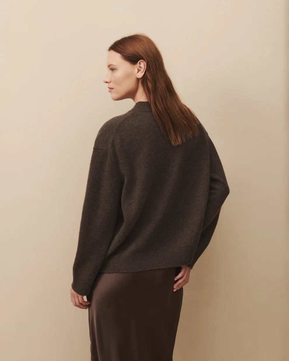 CASHMERE BOY CREW SWEATER IN TURKISH COFFEE