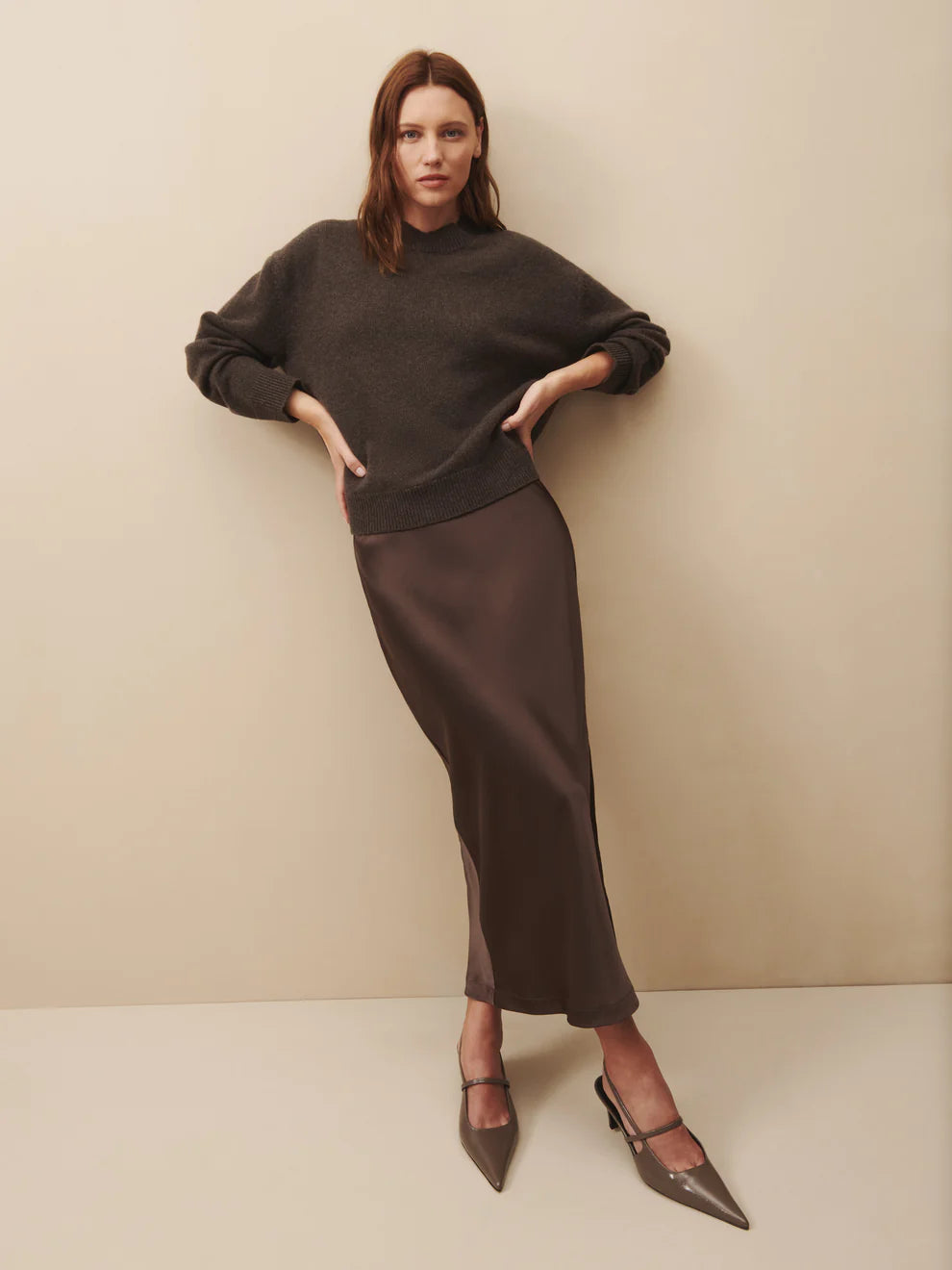 CASHMERE BOY CREW SWEATER IN TURKISH COFFEE