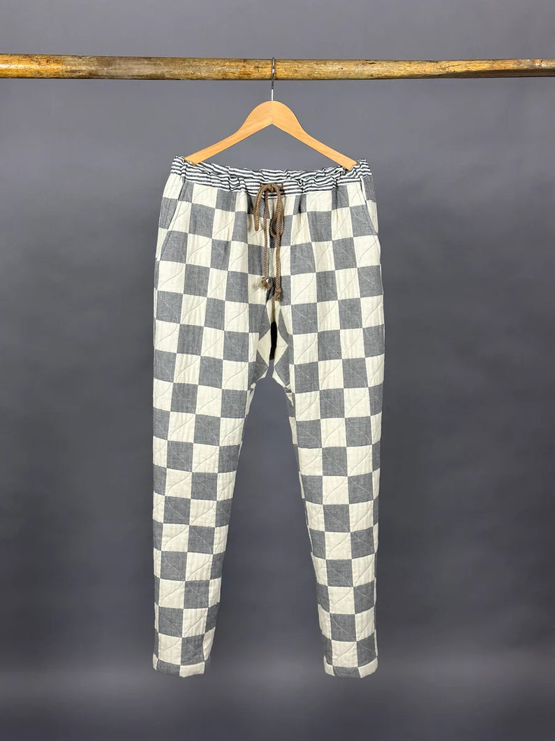QUILTED CHECK TROUSER