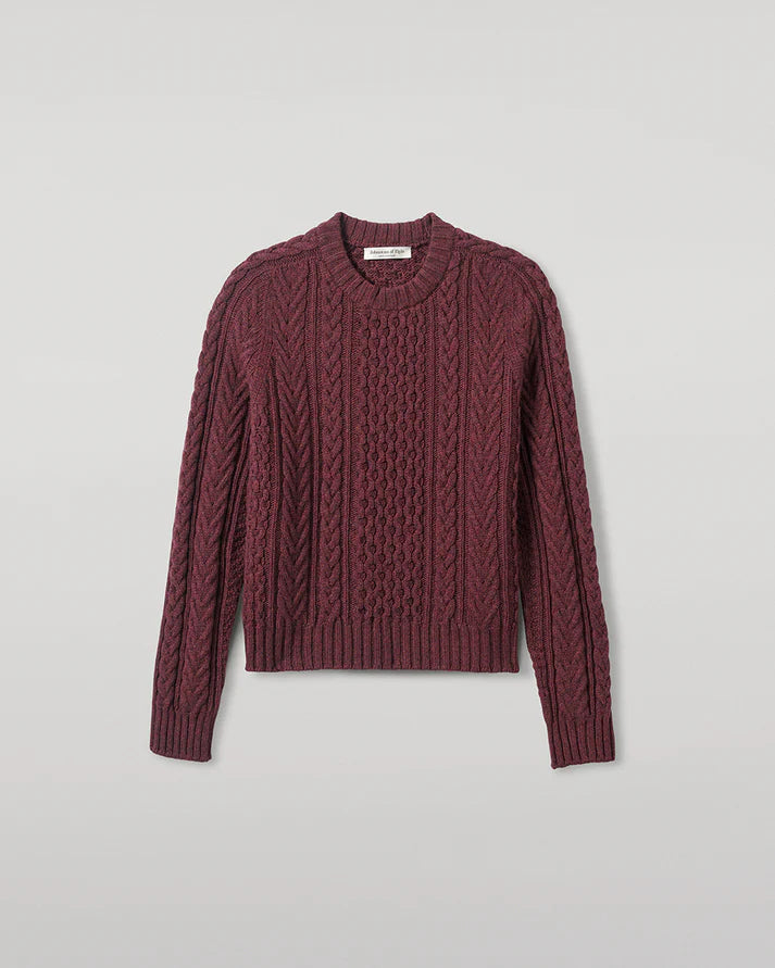 ROUND NECK CROPPED ARAN CABLE SWEATER DAMSON