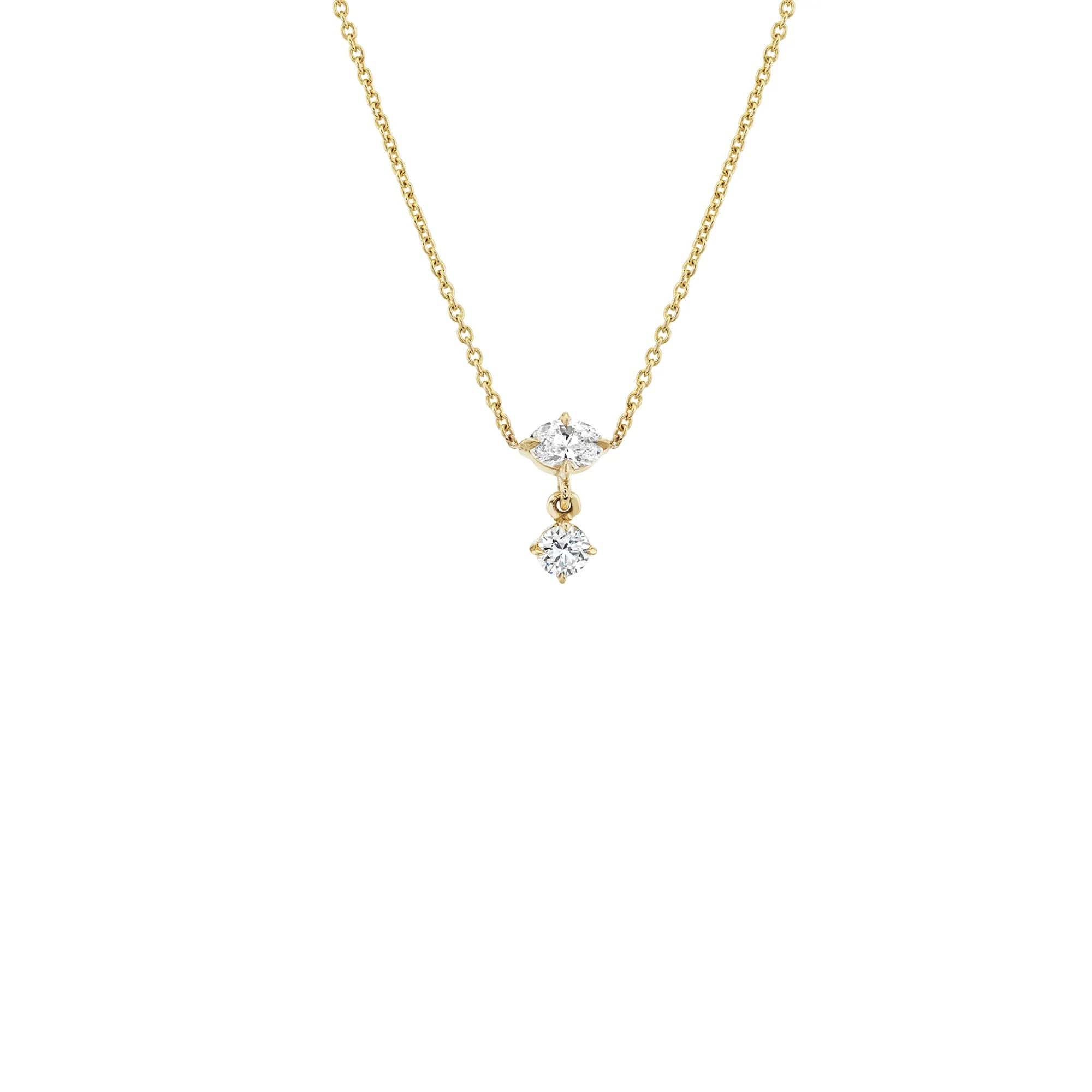 MIX MATCHED OVAL & ROUND SHAPE DIAMOND DROP NECKLACE