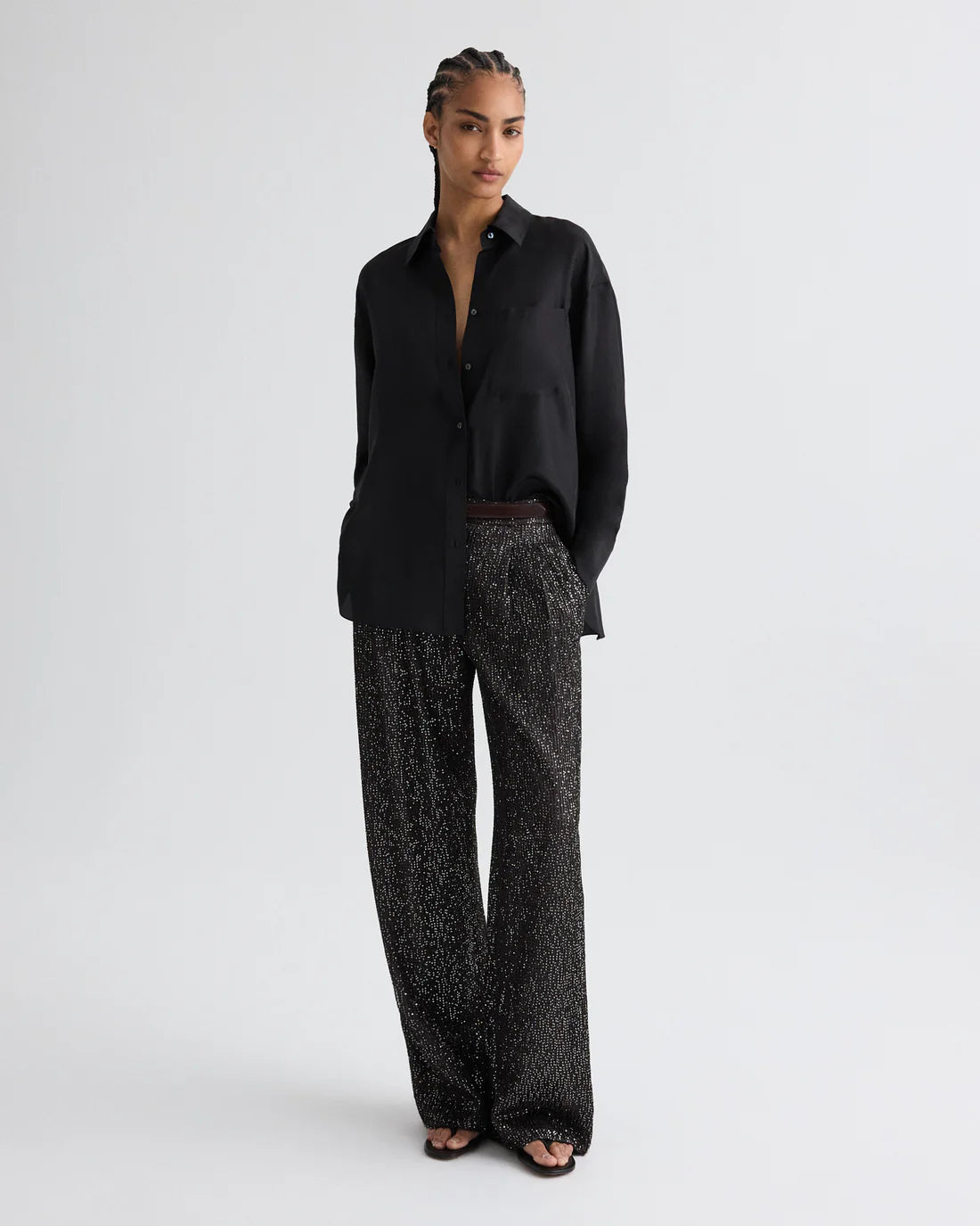 SULLI PANTS DARK CHOCOLATE/SILVER