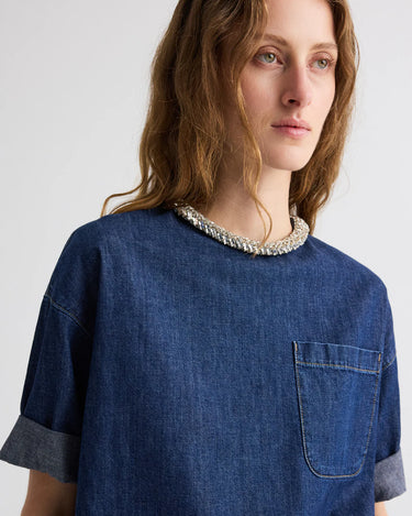 EX T-SHIRT WITH CRYSTAL COLLAR DARK STONE