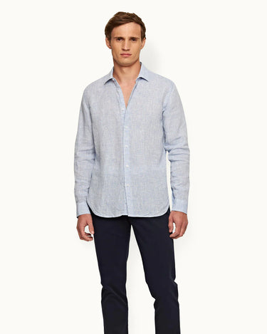 GILES LINEN SHIRT NAVY/WHITE