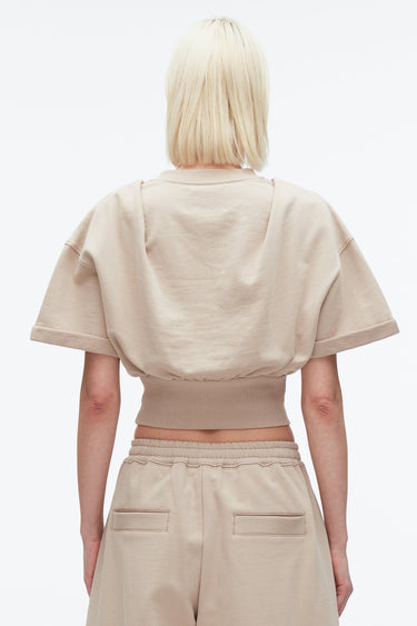 SHORT SLEEVE CROPPED SWEATSHIRT CONCRETE
