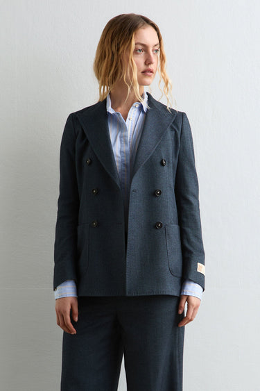 CARLOTTA COTTON DOUBLE BREASTED JACKET BLUE