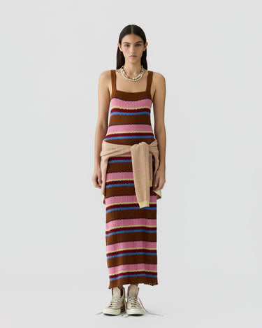 PALAZZO DRESS BURNT SIENA COMBO