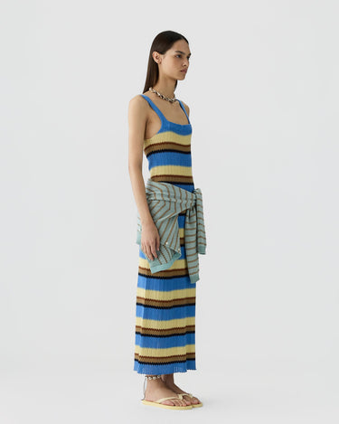 PALAZZO DRESS DELFT BLUE COMBO