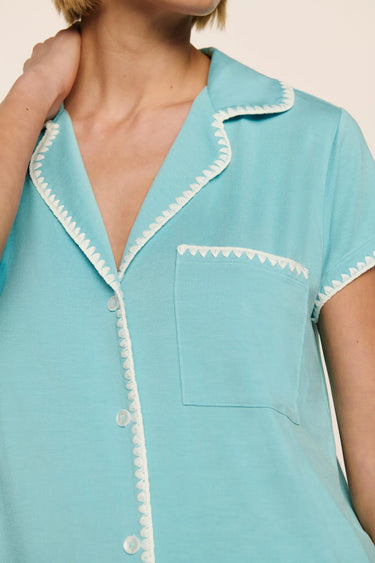 FRIDA SHORTIE PJ SET BLUE LAGOON/IVORY
