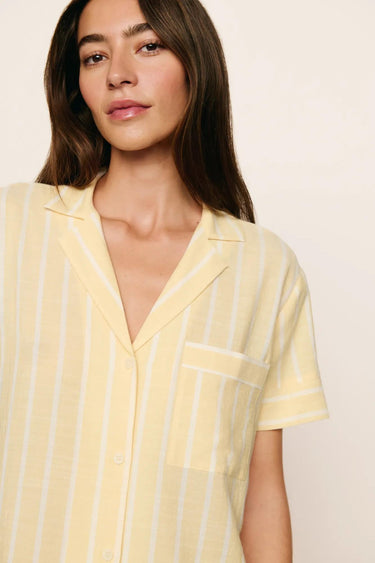 NAUTICO SHORTIE PJ SET CLASSIC STRIPE SUNBEAM/IVORY