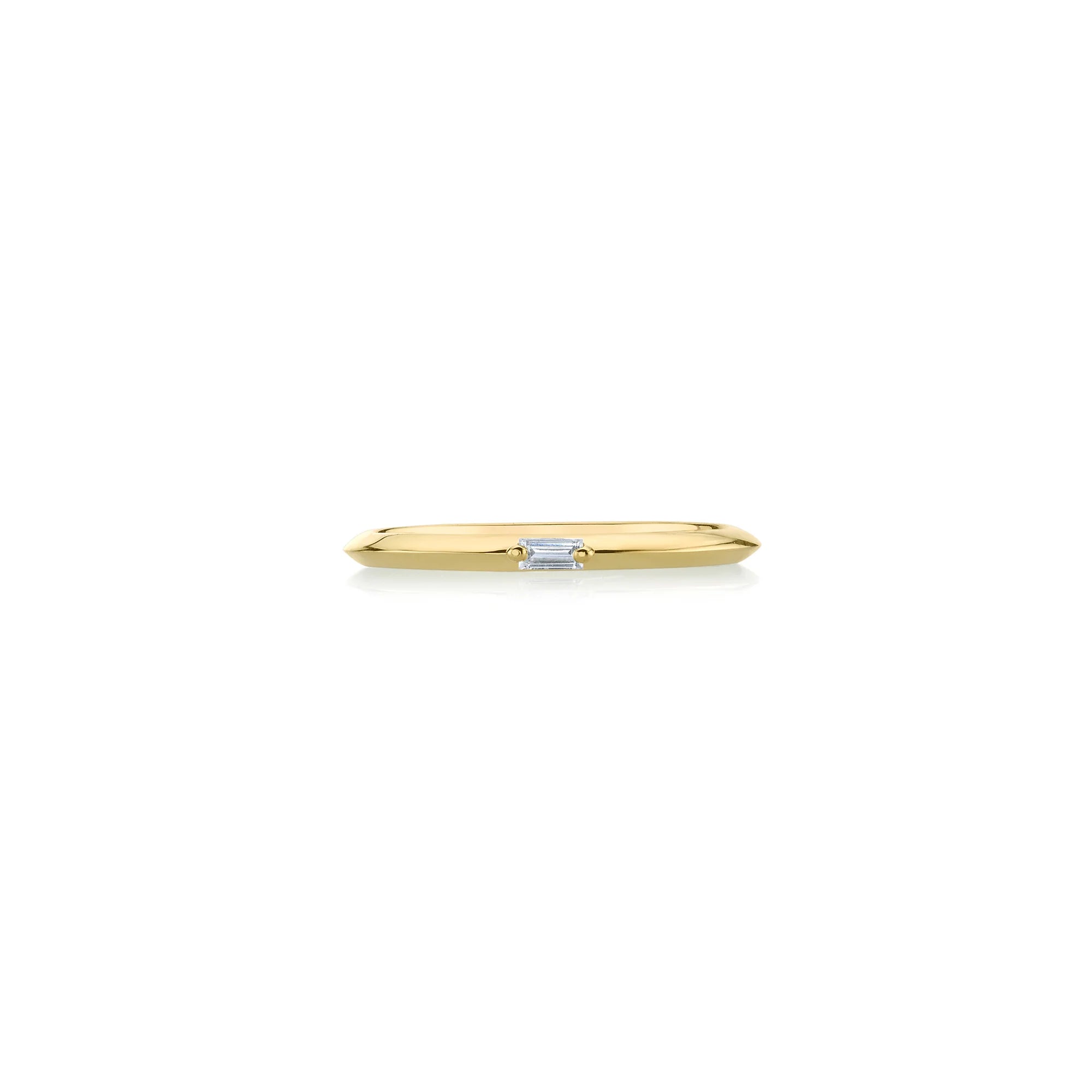KNIFE EDGE SOLITAIRE W/HORIZONTAL WHITE DIAMOND BAGUETTE