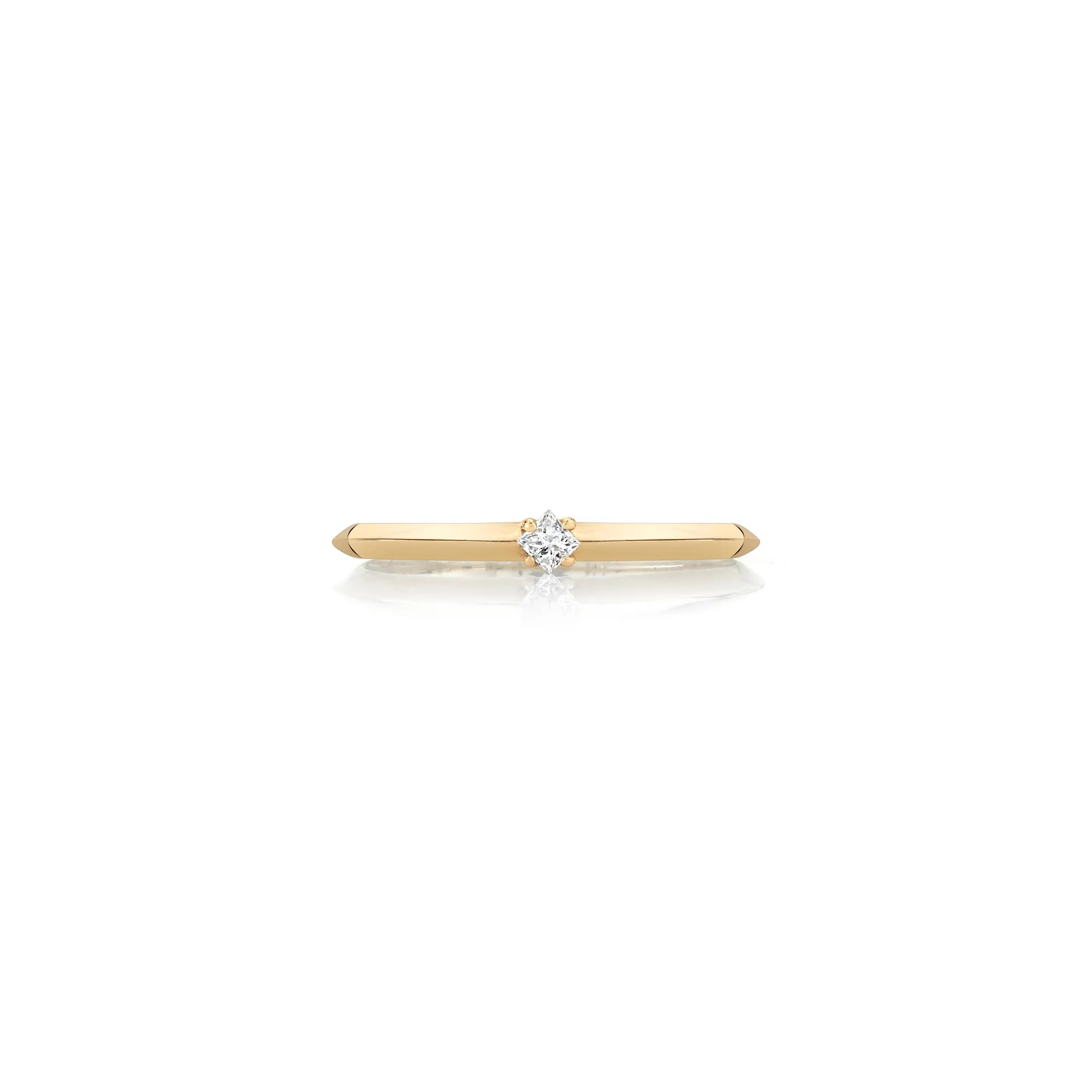 KNIFE EDGE SOLITAIRE STACKER W/WHITE DIAMOND PRINCESS CUT