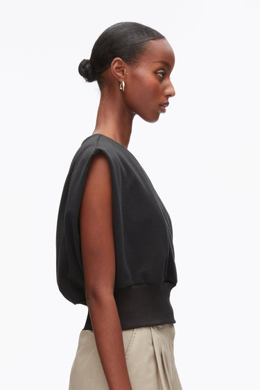 SLEEVELESS FRENCH TERRY TOP BLACK