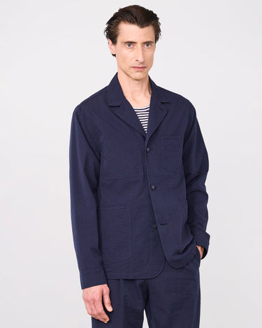 SYCAMORE SEERSUCKER OVERSHIRT DARK NAVY