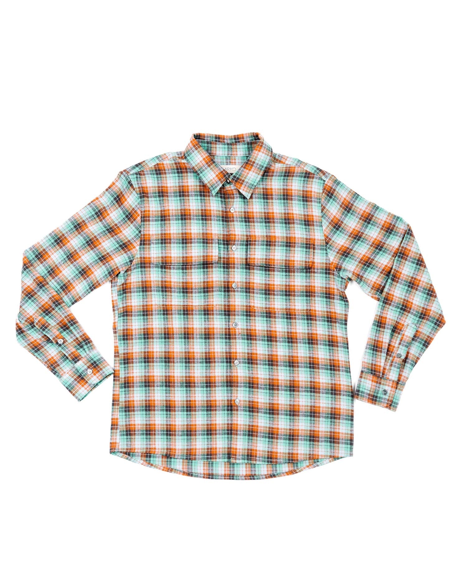 SUMMER SOFTY PLAID SHIRT GREEN/ORANGE